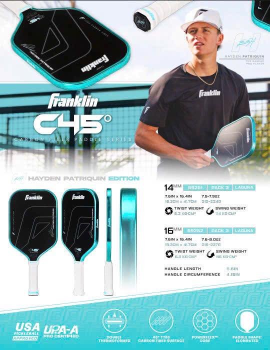 Vợt Pickleball Franklin C45° Hayden Patriquin Edition